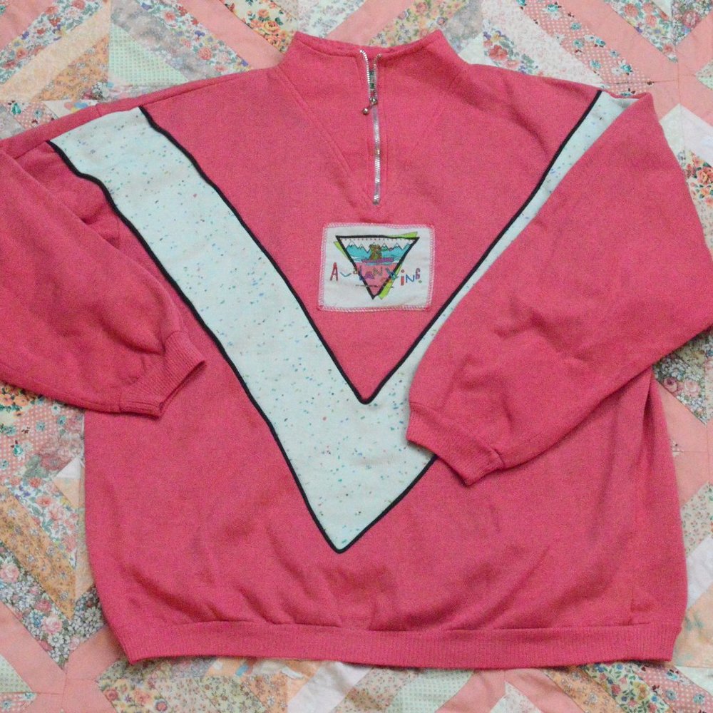 Vintage Salmon Pink 80s/90s Ski Quarter-Zip